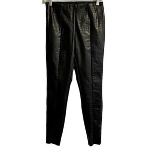 ASOS Topshop Size 8 Faux Leather Pants Black Snakeskin Reptile Print Ski…
